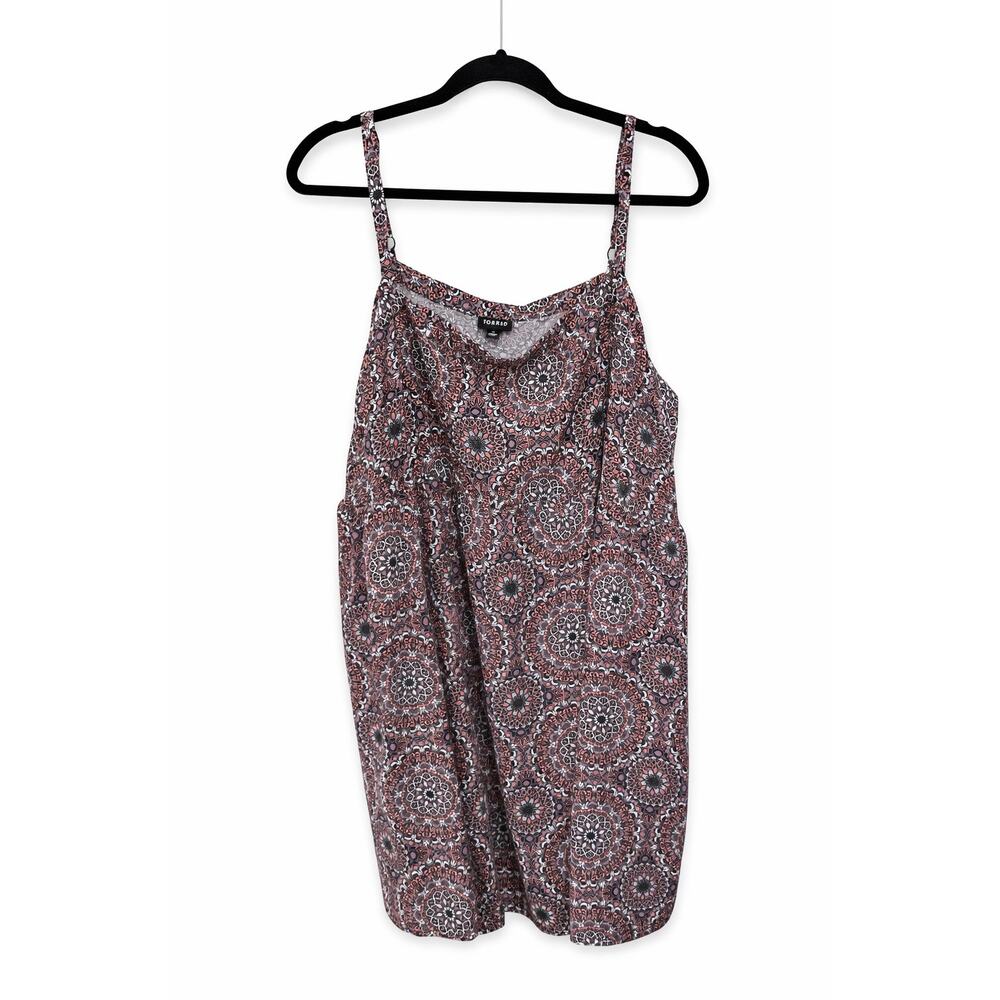 Torrid 4 Boho Medallion Tank Plus 4X Pink Black Festival Chic Top